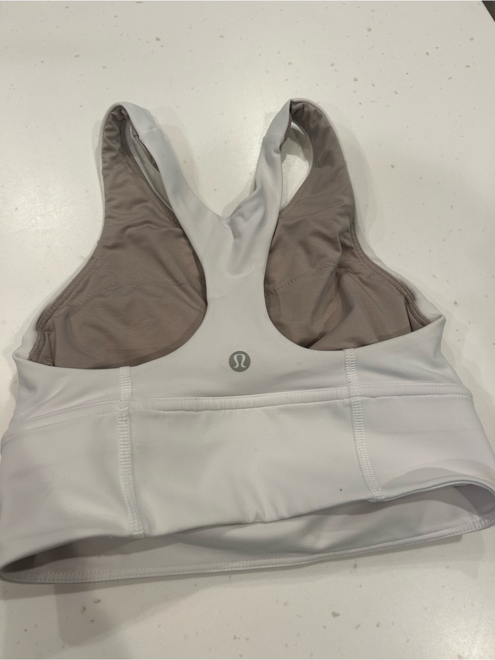 lululemon athletica Women's White Racerback Top - White with Taupe Lining